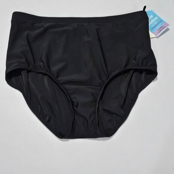 Swim Solutions Plus Size Mid-Rise Tummy-Control Bikini Bottoms - Picture 5 of 11